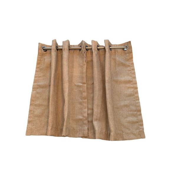 Set of 2 Curtain Panels Lined Grommet 50 x 23" Tan Woven Look - Picture 2 of 7